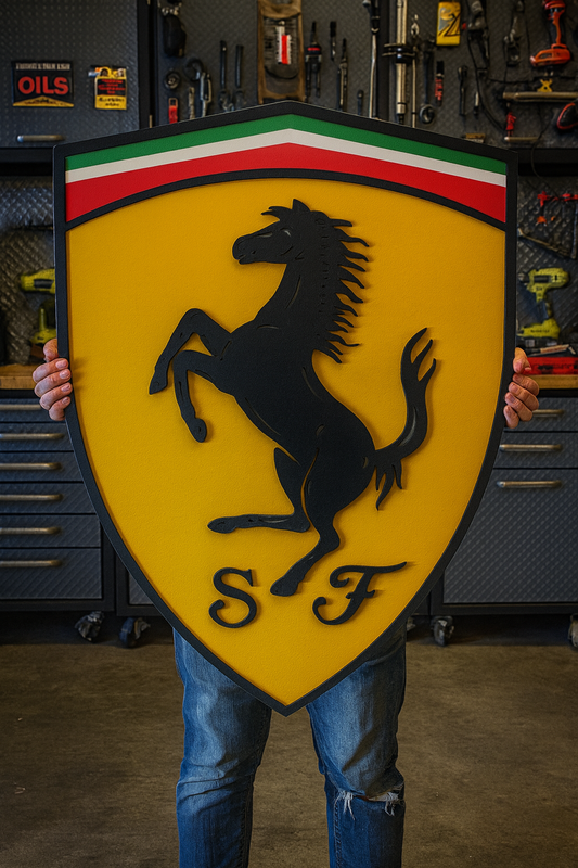 "Prachtige Supercar Logo Wandkunst Collectie: Met Ferrari, Lamborghini, Pagani, Maserati en Meer - Verrijk uw Ruimte met Iconische Autodesigns"